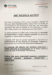 TPL : AMT RICERCA AUTISTI